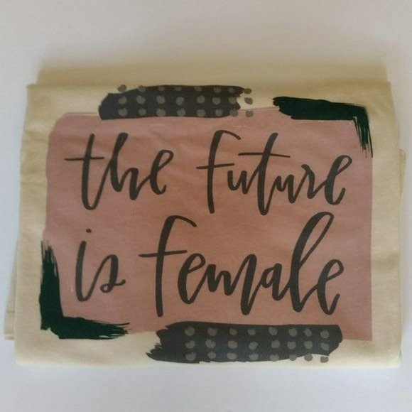 Night Shirt Large The Future is Female Cotton V-neckline Color Cream & Gray PBK - Picture 2 of 7